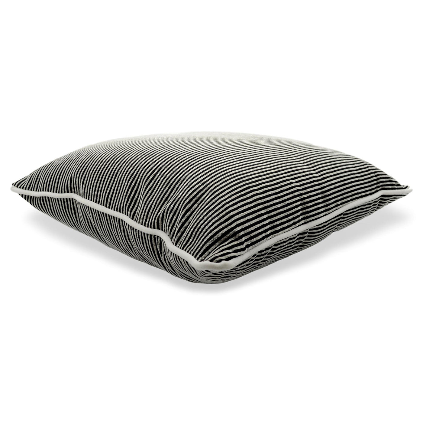 Black and White Carrè Cushion in striped jacquard fabric - Alternative view 1