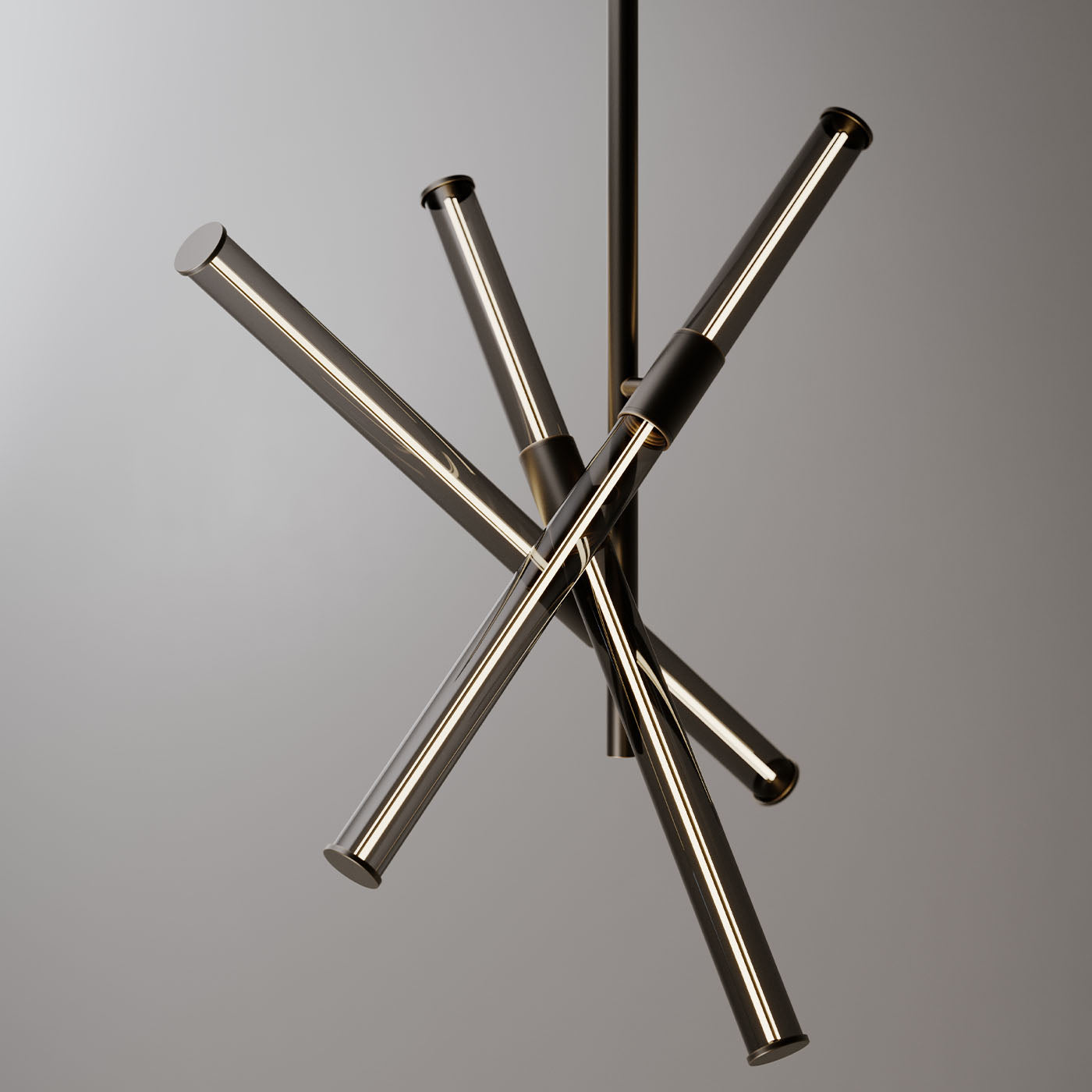 Cross Suspension Lamp In Smoke Grey Glass - Alternative view 2