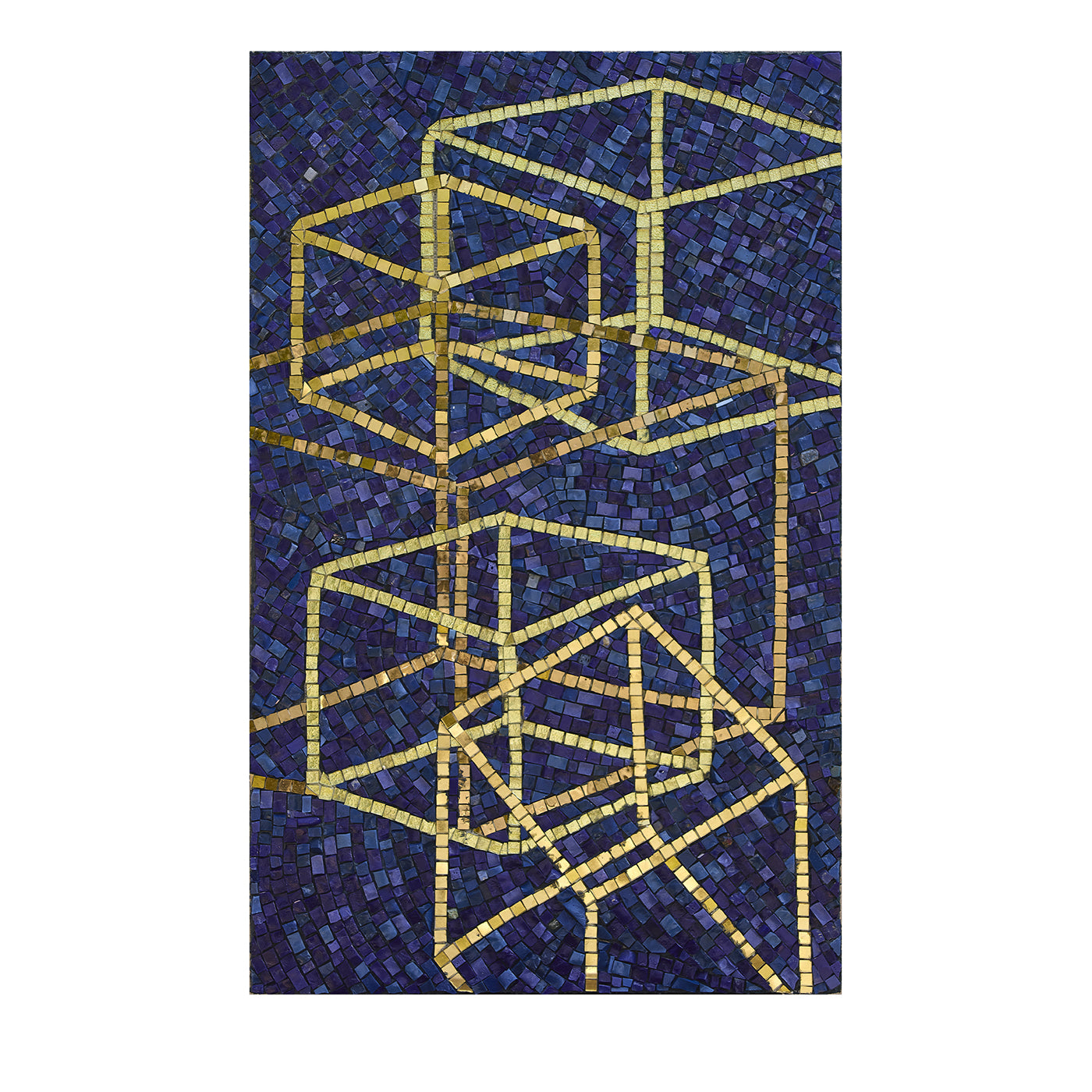 Solidi Platonici 1 Pannello in mosaico blu e oro - Vista principale