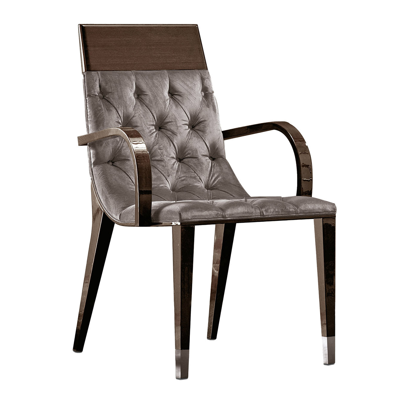 Chaise en tissu gris et brun touffeté Absolute avec accoudoirs - Vue principale