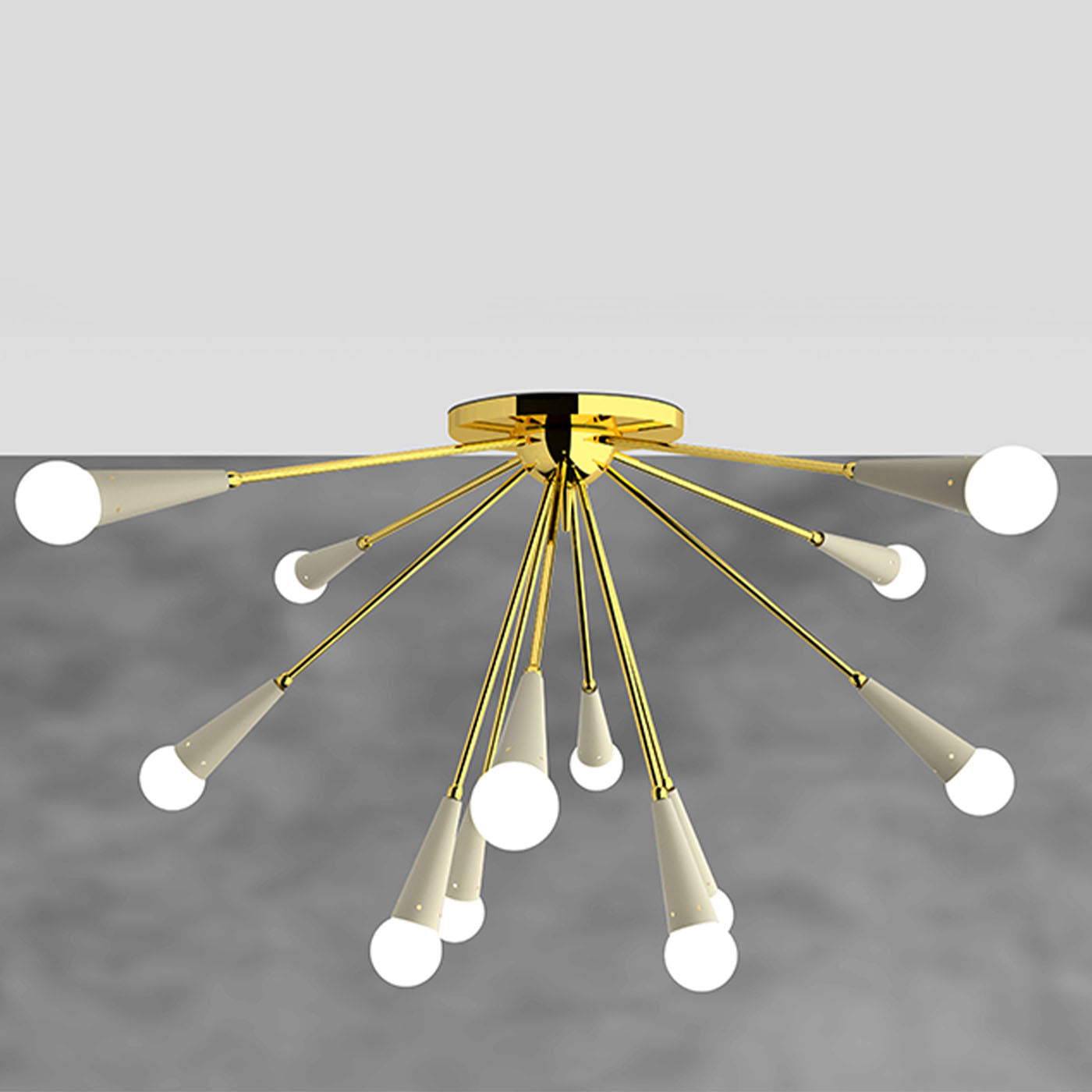 Galassia 12-Light White Metal & Brass Ceiling Lamp - Alternative view 1