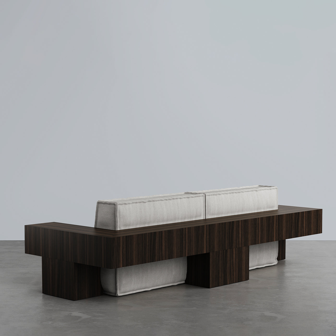 Tadao White And Walnut Wood Sofa - Vista alternativa 2