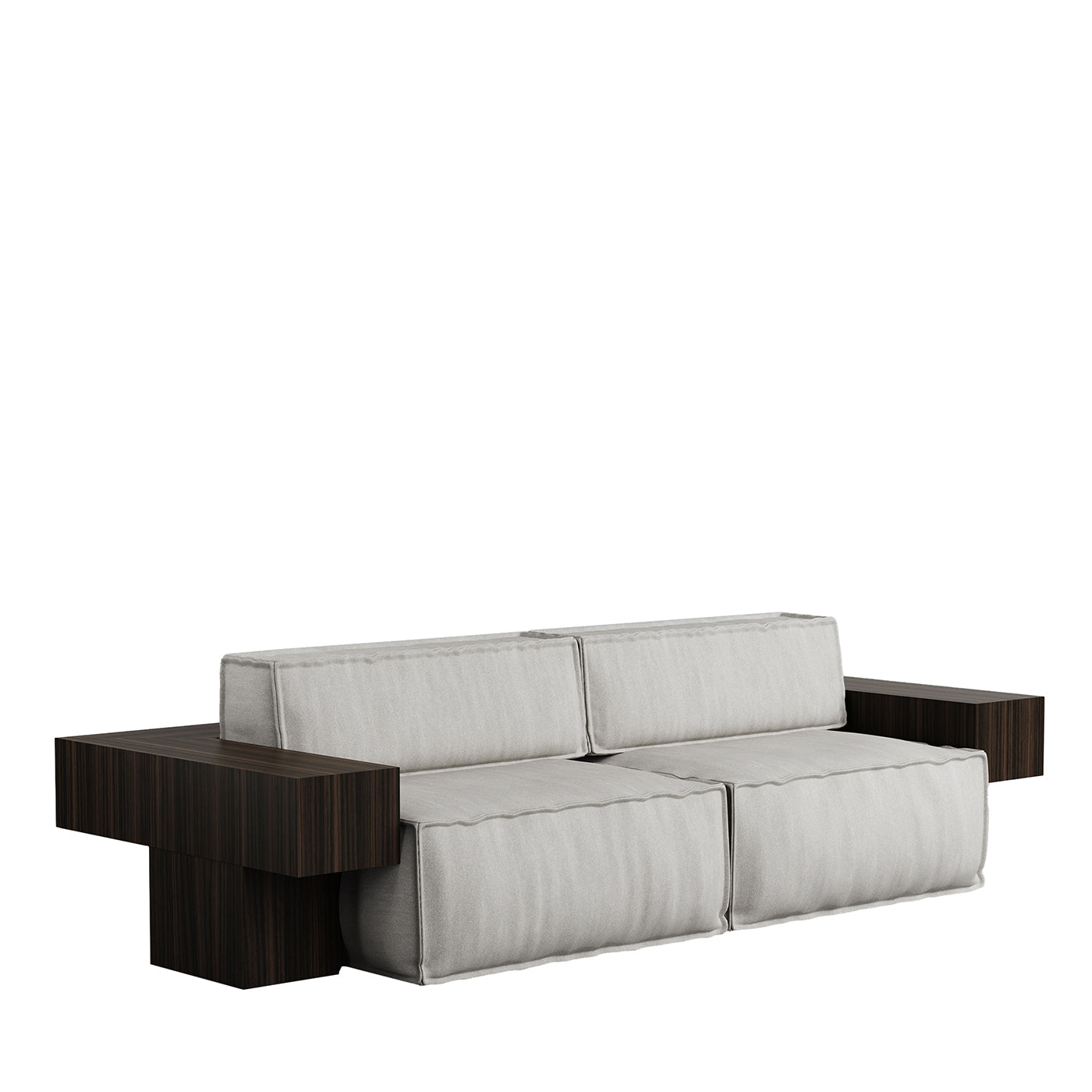 Tadao White And Walnut Wood Sofa - Vista principale