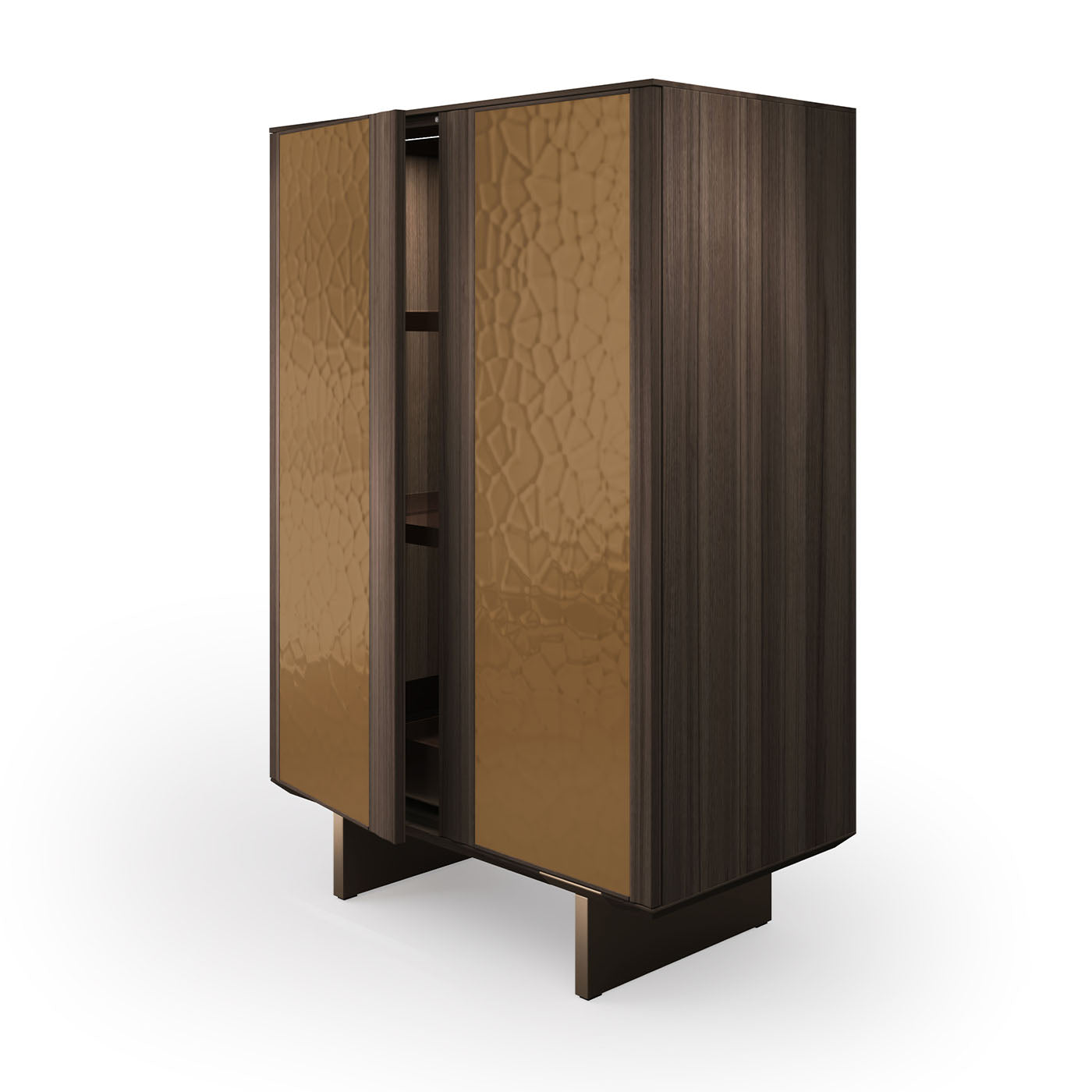 Solferino Canaletto walnut burnished bronze liquid metal doors sideboard - Alternative view 4