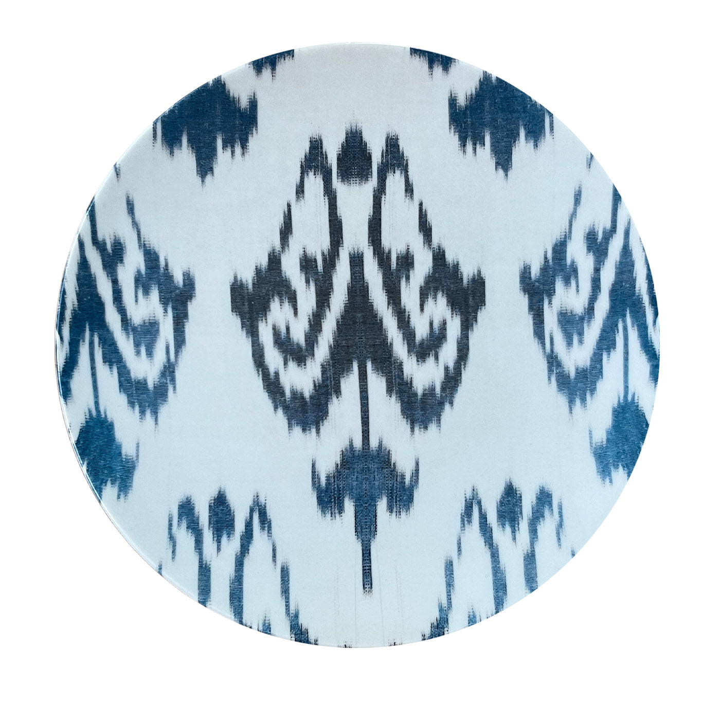 Set of 6 Ikat Porcelain Dessert Plates in Blue and White - Main view