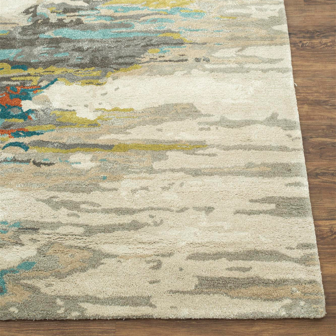 Tapis noué à la main Astral Voyage blanc antique et turquoise clair - Vue alternative 2