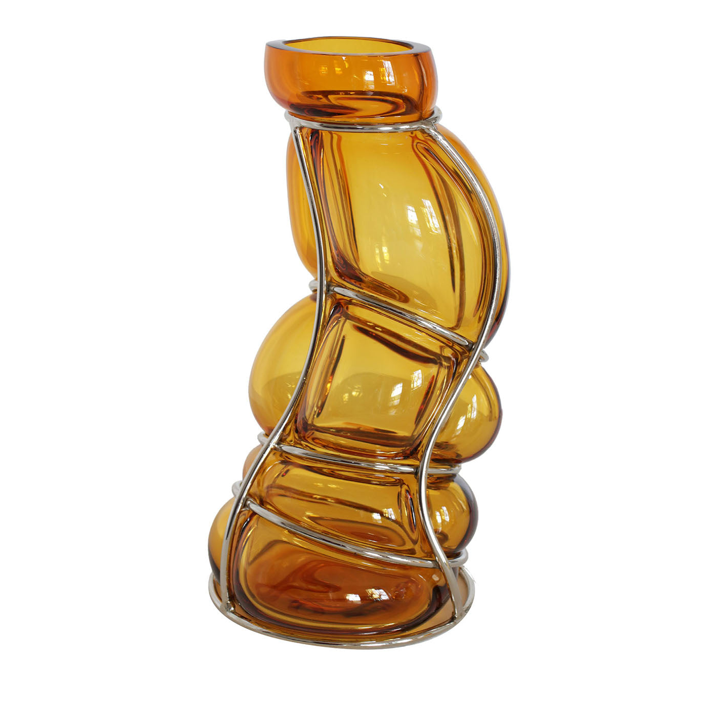 Intense Amber Babà Vase in Murano Glass - Main view