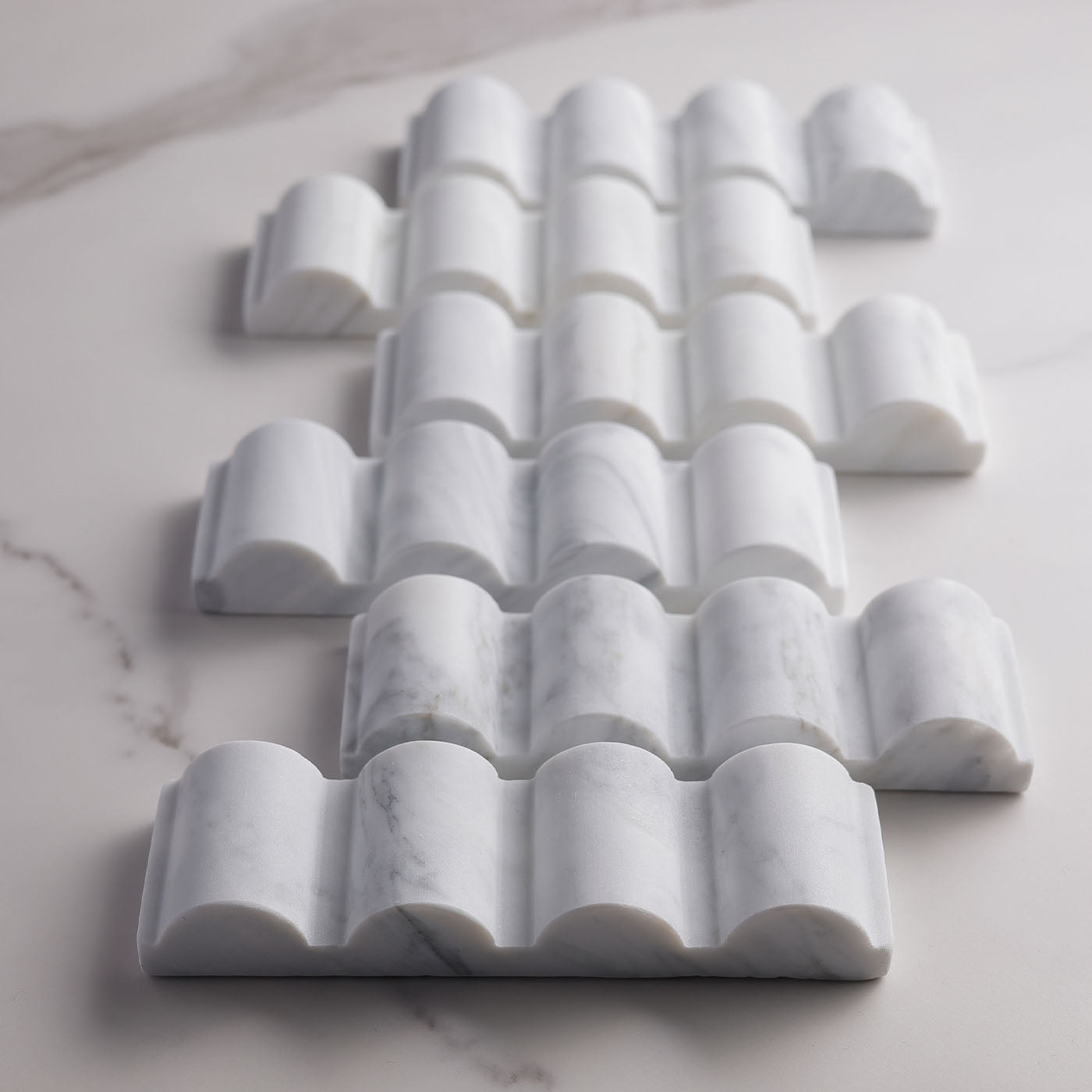 Set of 6 Parati White Carrara Marble Cutlery Rest - Alternative view 5