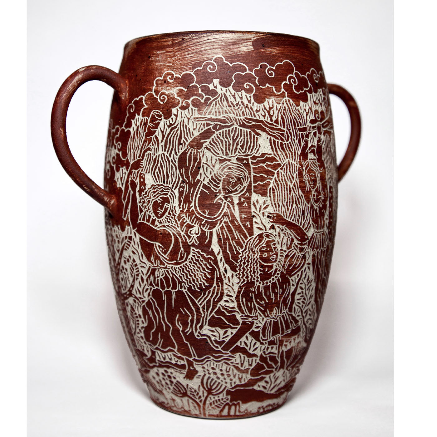 Death Of Orpheus Red Stoneware Vase With Handles - Alternative view 1