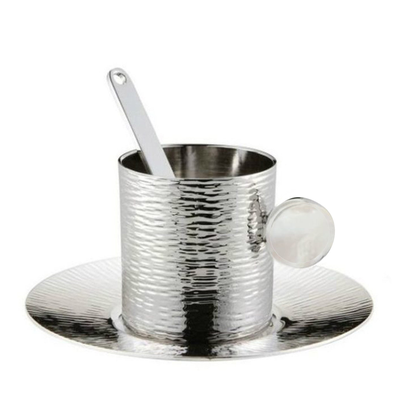Bus Demitasse Cup with Saucer and Stirring Stick in Rhodium - Main view