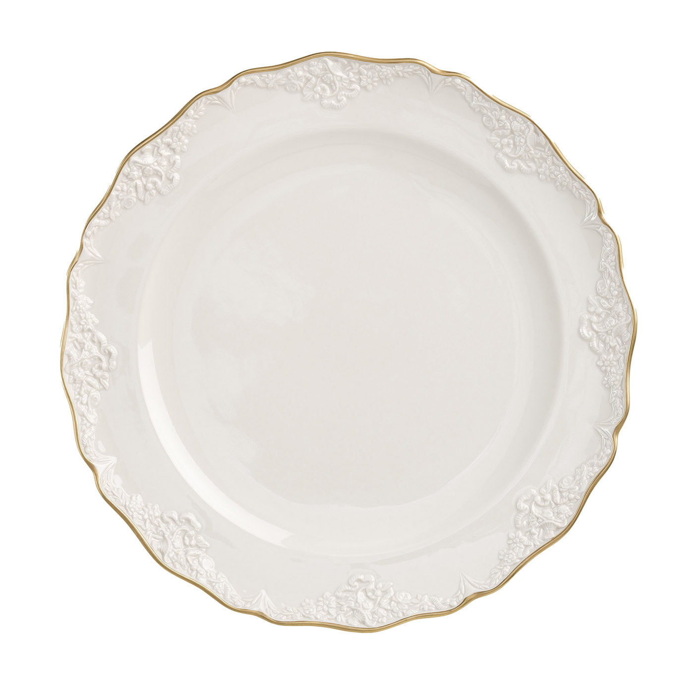 Irene - Lot de 2 grandes assiettes plates blanches et dorées - Vue principale