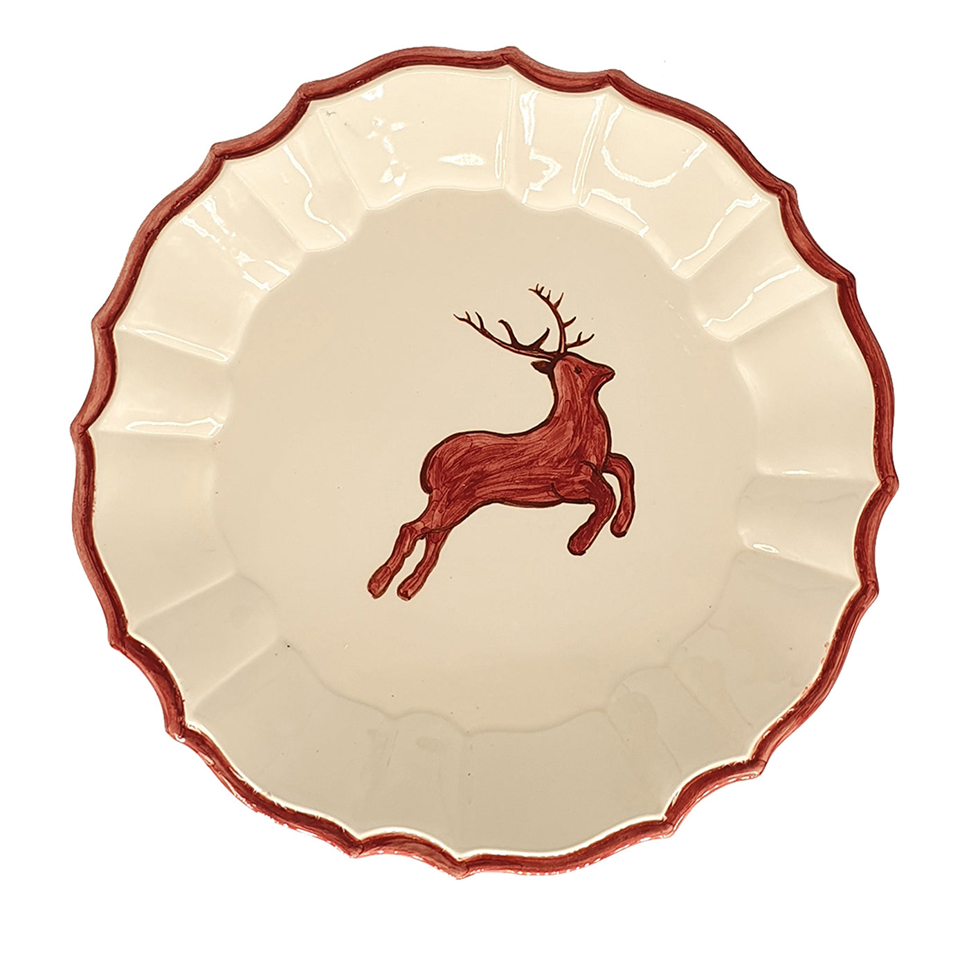 Set of 2 Red Christmas Ceramic Dinner Plates - Main view