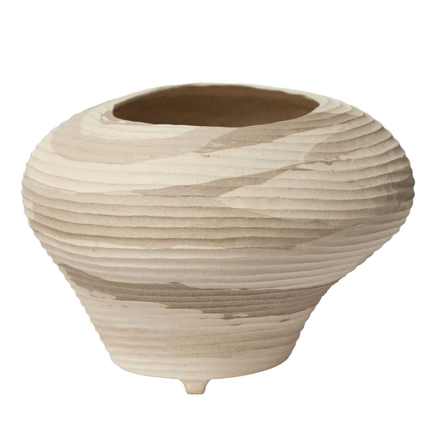 Favo White And Beige Stoneware Vase - Main view
