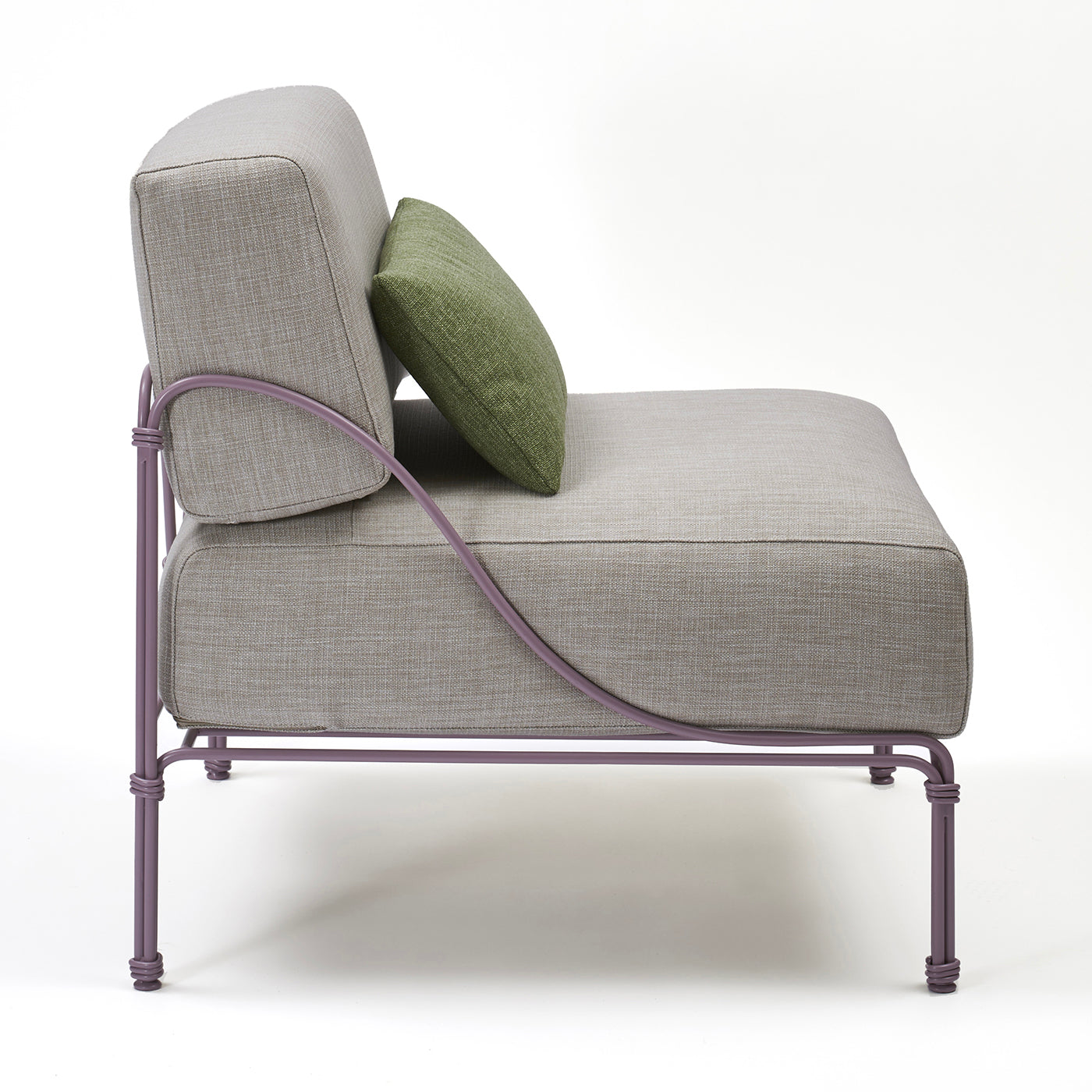 Vitis Lilac and Gray Armchair by Ciarmroli Queda Studio in Stainless Steel - Alternative view 1