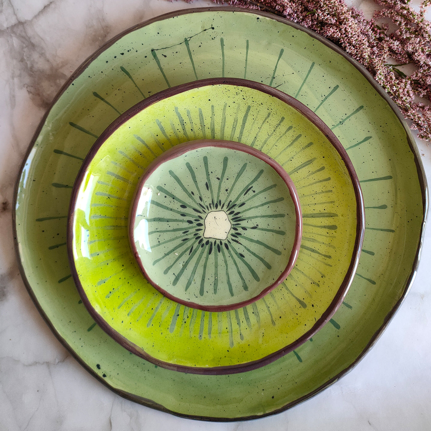 Set of 2 Green Kiwi Plate 27 cm - Alternative view 2