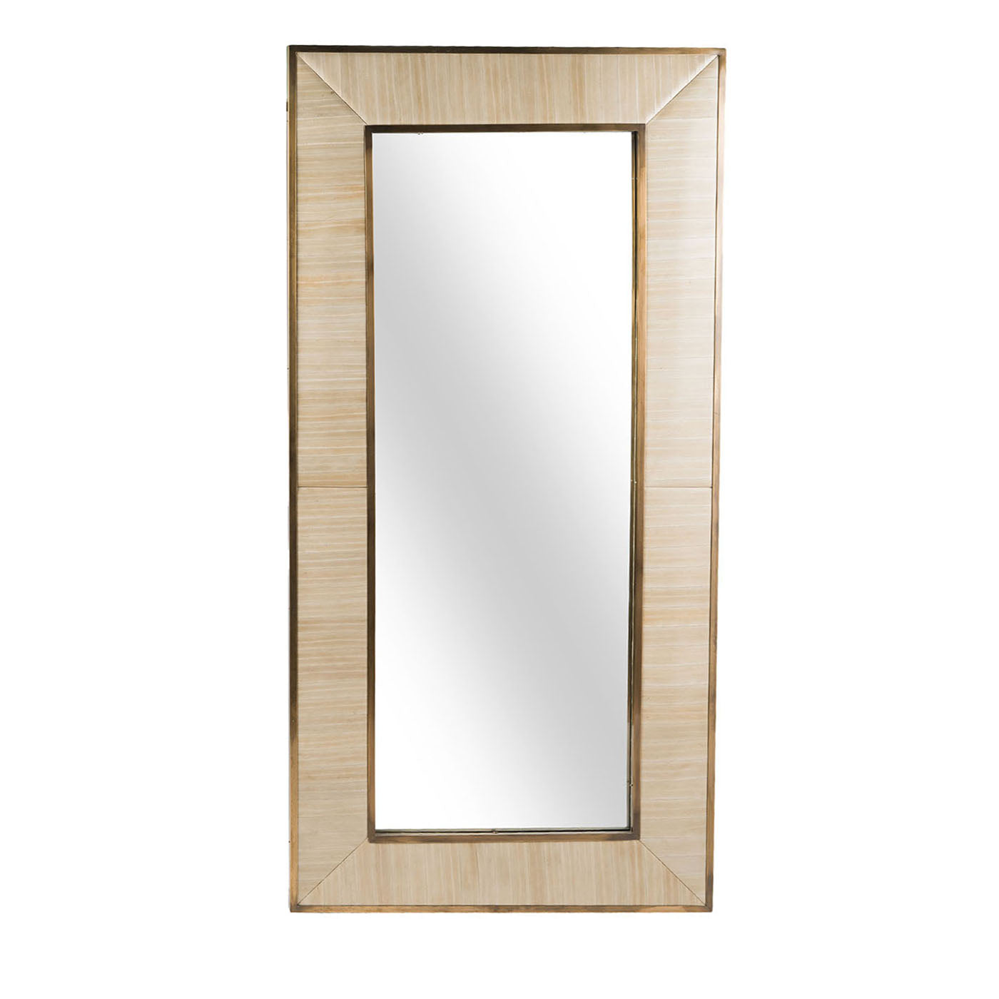 Ivory Nuance Ell Leather And Light Burnished Brass Mirror - Main view