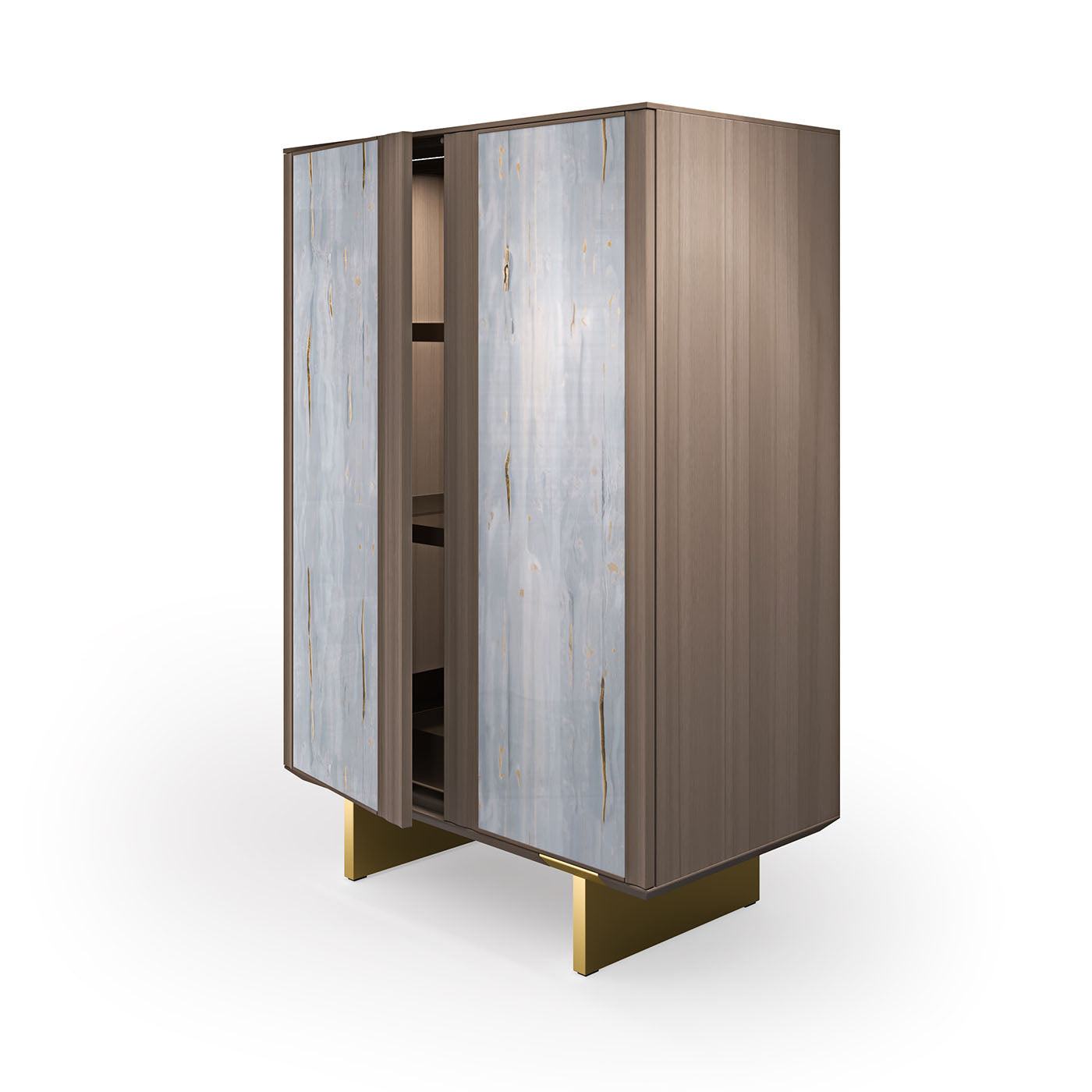 Solferino Canaletto walnut Concrete gray-blue glass doors sideboard - Alternative view 4