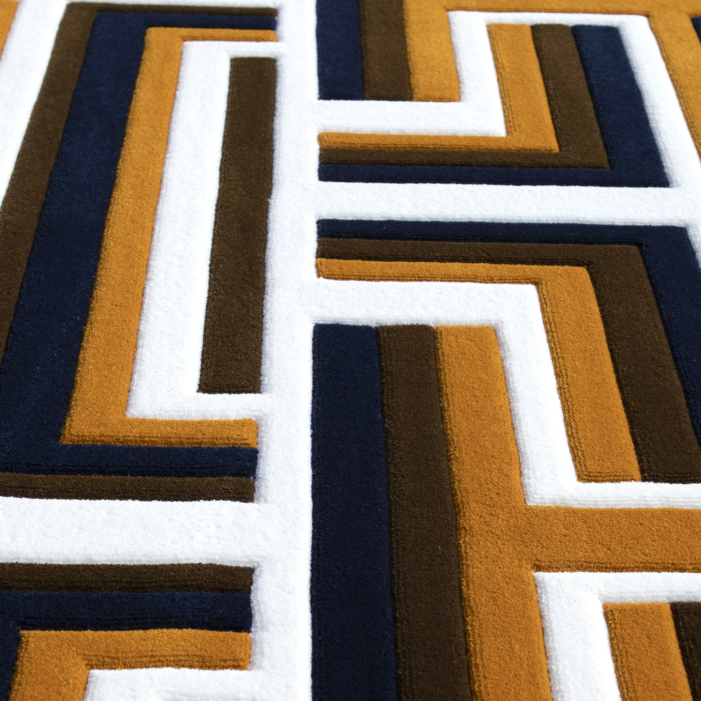 Castelbarco Geometric Brown/Black/White New Zealand Wool Rug  - Alternative view 2