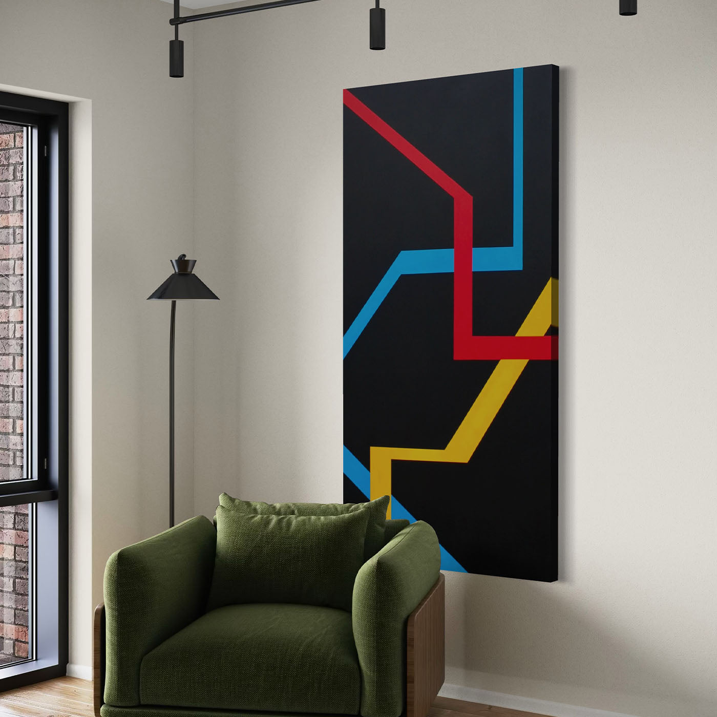 Color Spaces Le Tre Vie Acrylic Painting on Canvas - Alternative view 1