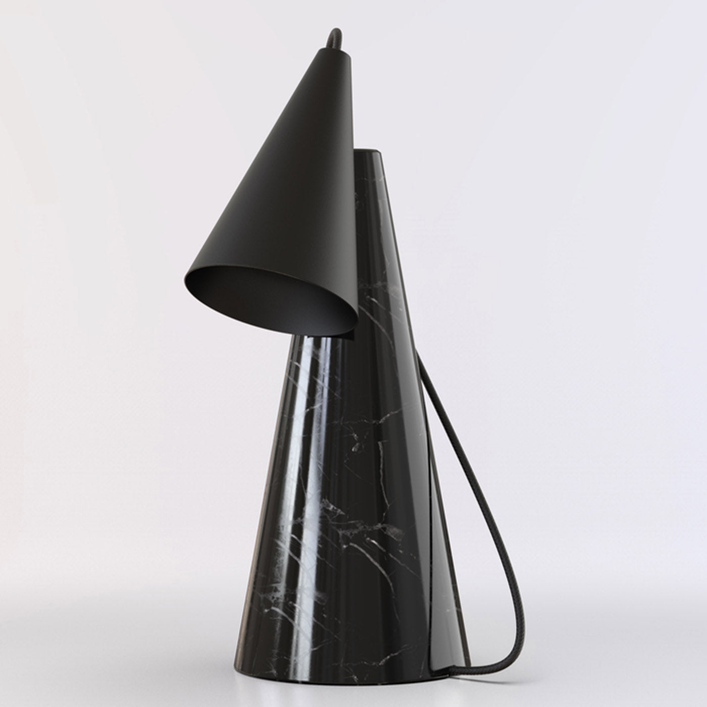 ED038 Lampe de table en pierre noire et noir - Vue alternative 1