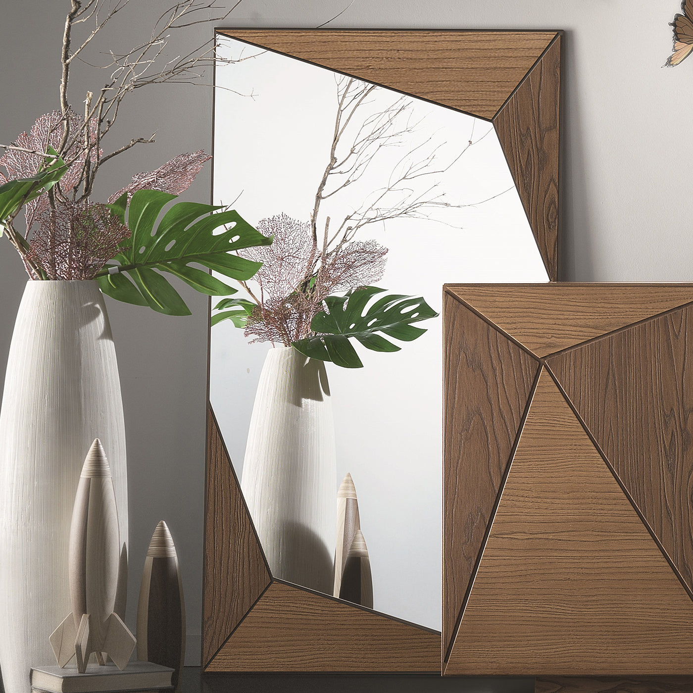 Geometric-Style Rectangular Brown Mirror - Alternative view 1