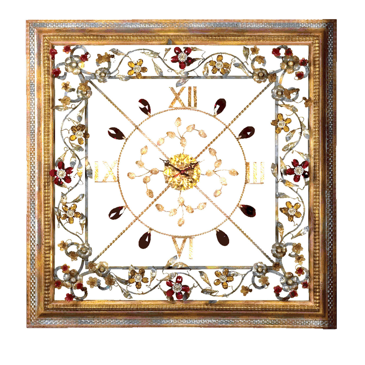 Reloj de Pared Cuadrado Floral Policromado - Vista principal
