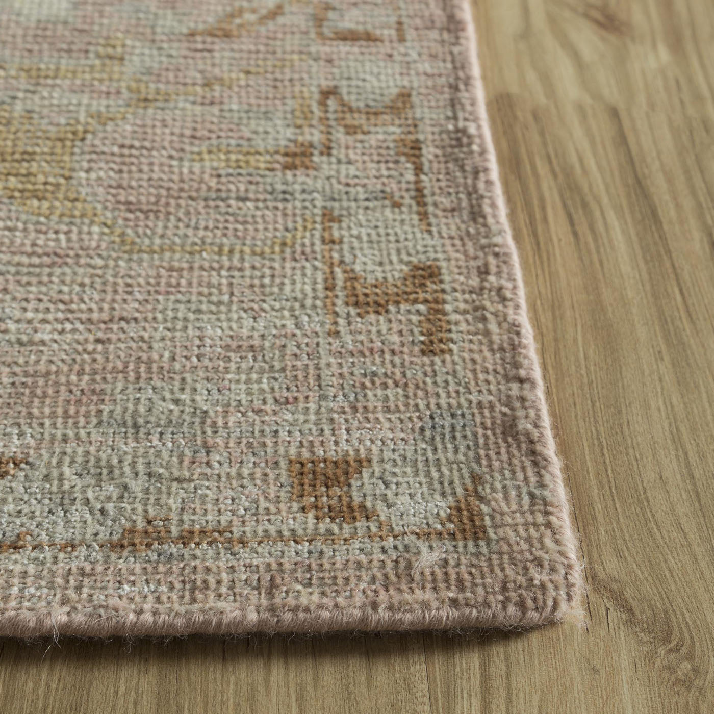 Vintage Finished Hand Knotted Erbe Rug in French Peach and Taupe - Alternative view 1
