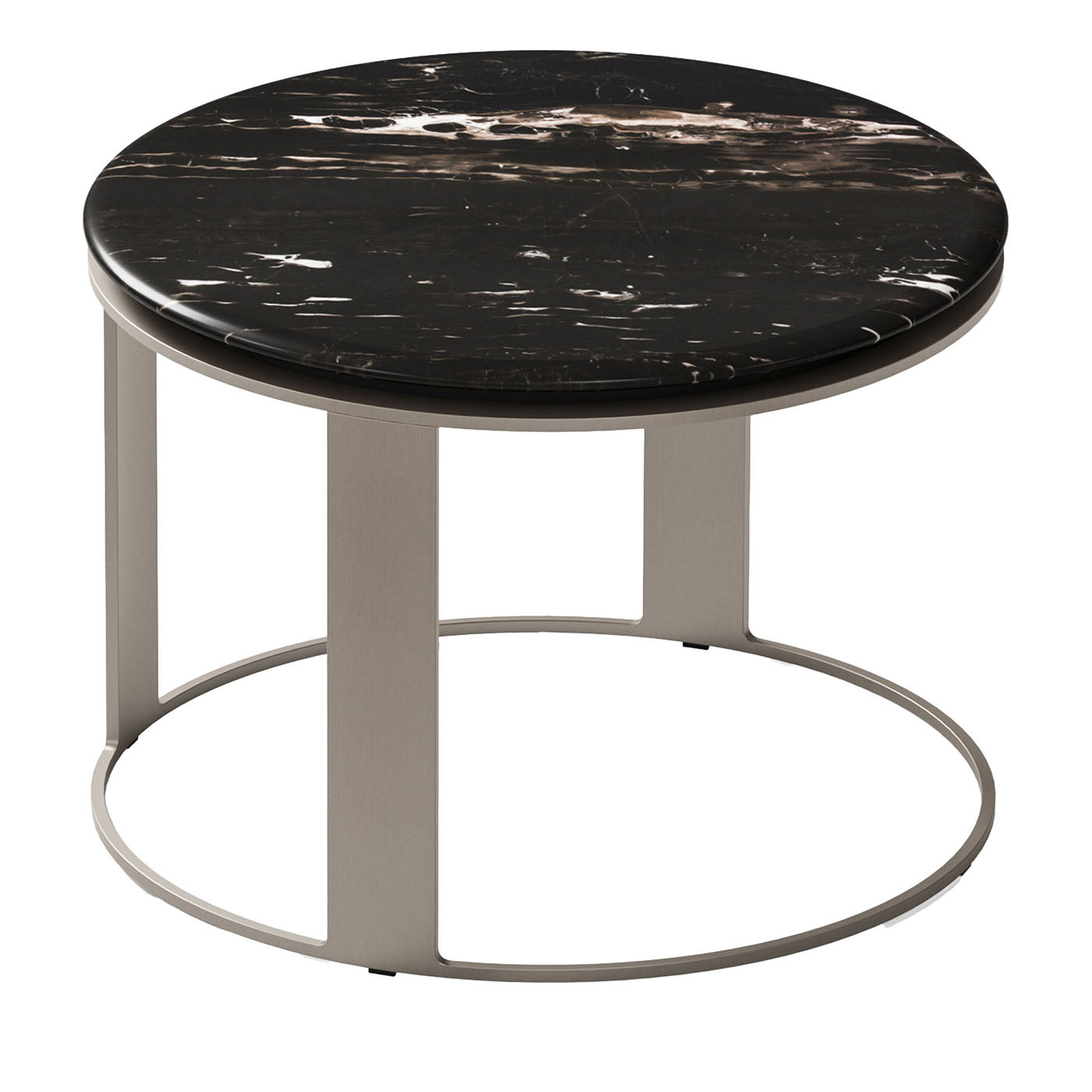 Table basse Denis Black en marbre portoro et acier - Vue principale