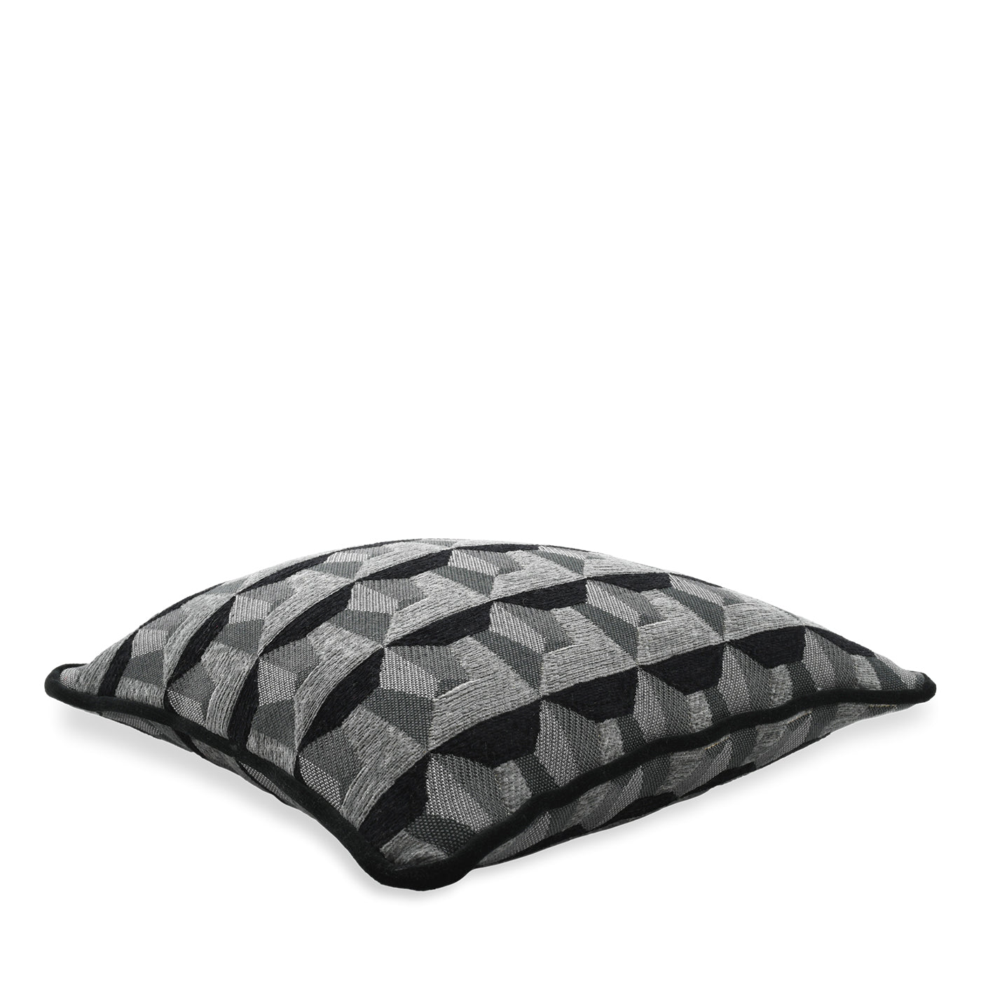 Coussin Carrè noir en tissu Jacquard relief - Vue alternative 1