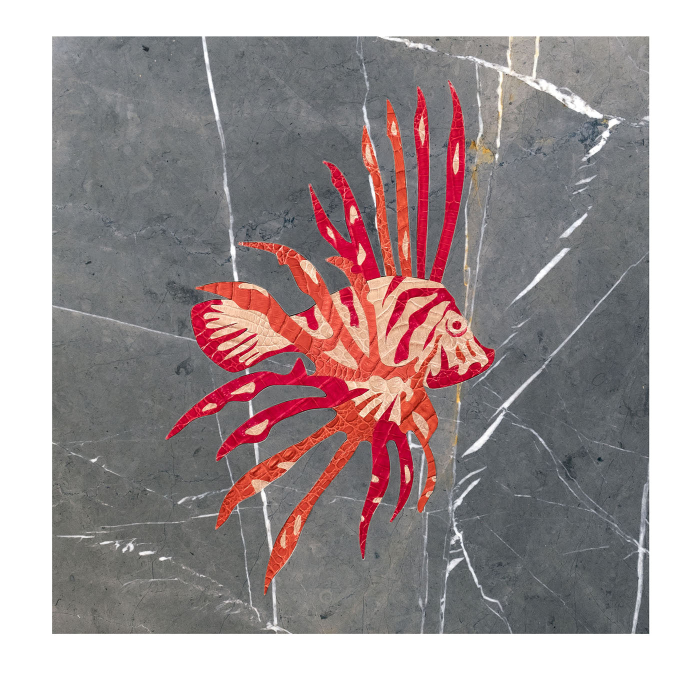 Lionfish Grey Stone Marble & Leather Decorative Panel - Main view