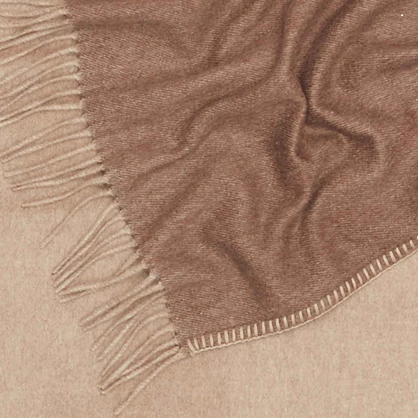 Melrose Fringed Light-Brown Small Blanket - Alternative view 1