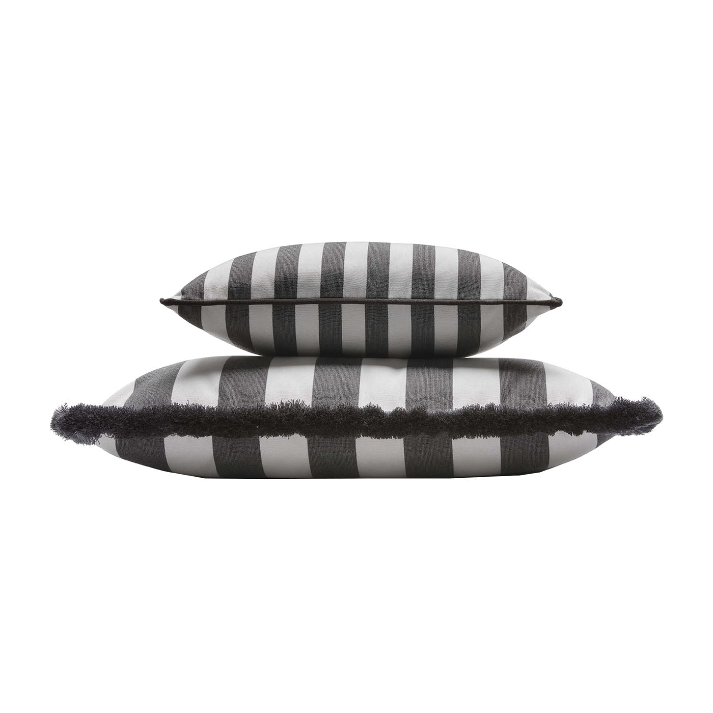 Happy White and Carbon With Fringes Outdoor Pillow  - Alternative view 1