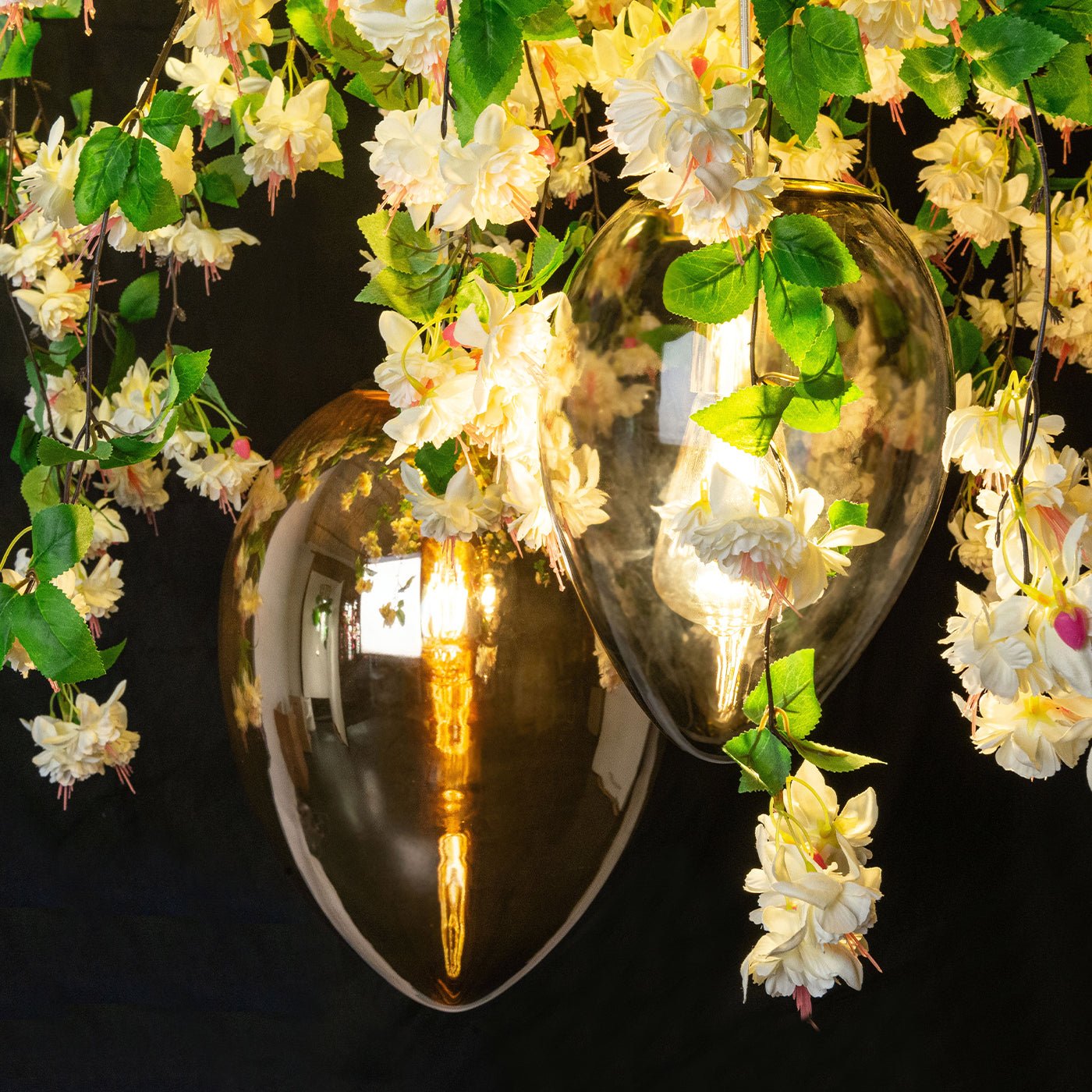 Flower Power Crystal Egg White Cascade Round Chandelier - Alternative view 1