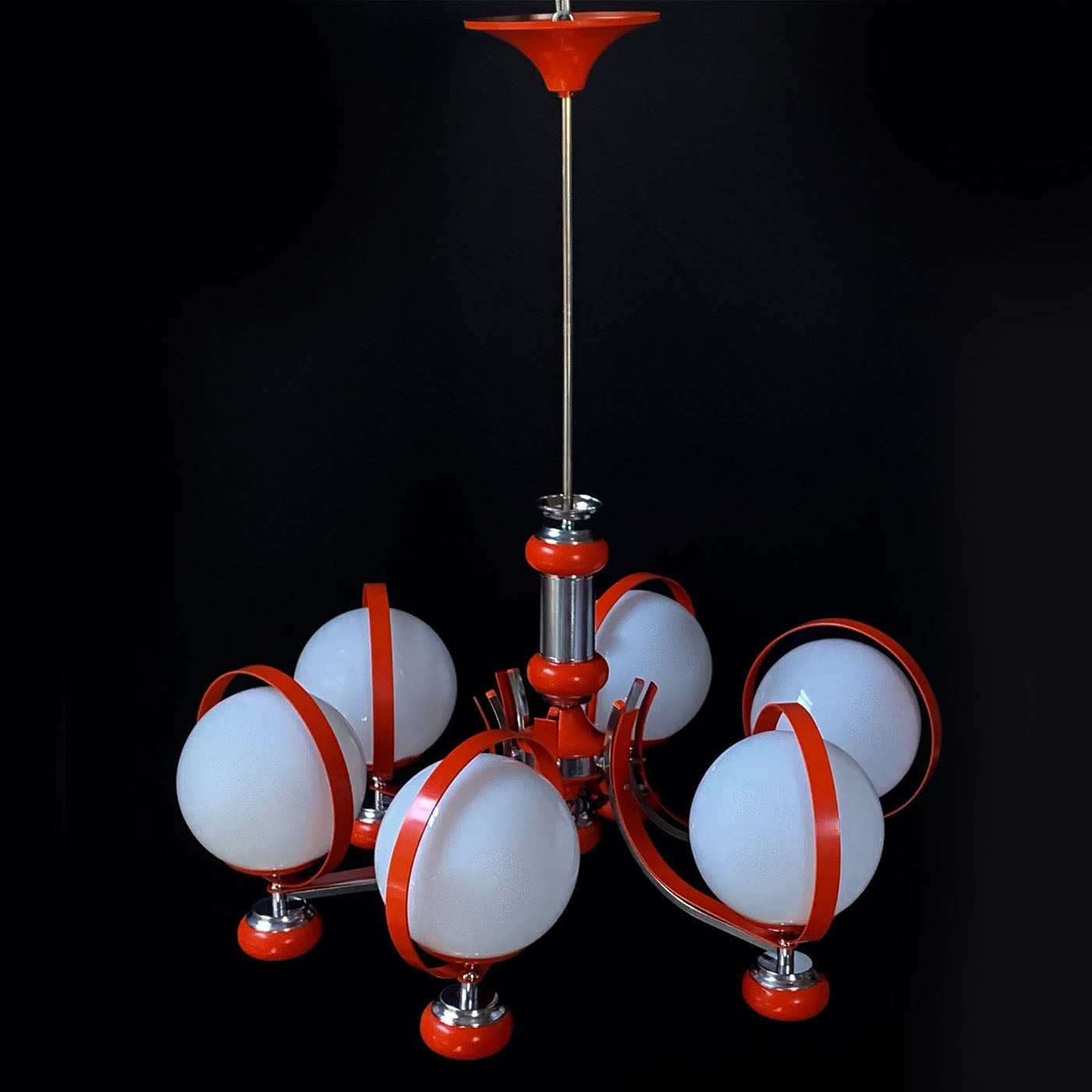 Lámpara de araña roja de 7 luces Stilnovo - Vista alternativa 2