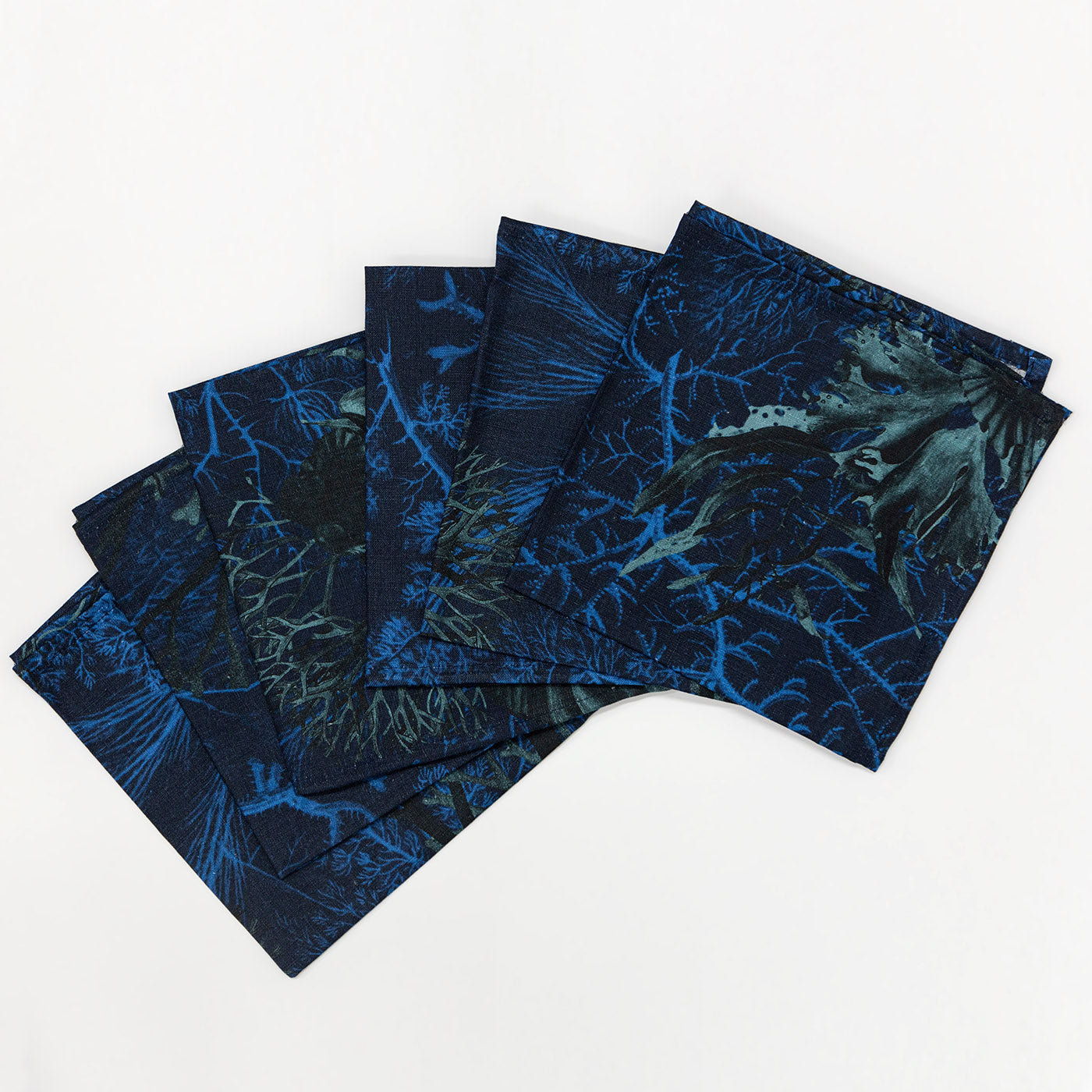 Amami Set Of 6 Linen Napkins With Seaweed Decoration - Alternative view 1