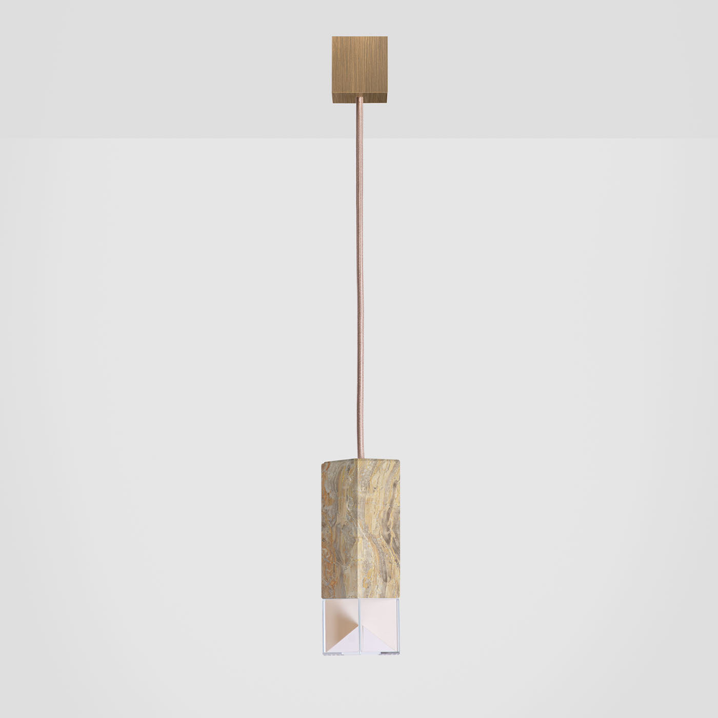 Lamp/One Arabescato Orobico Grey & Orange Marble Pendant RE 02 - Alternative view 3