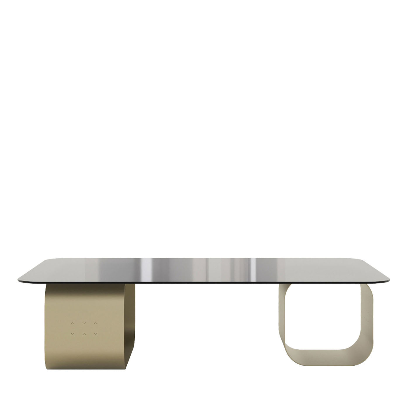 Maiz Large Glass and Steel Coffee Table - Main view