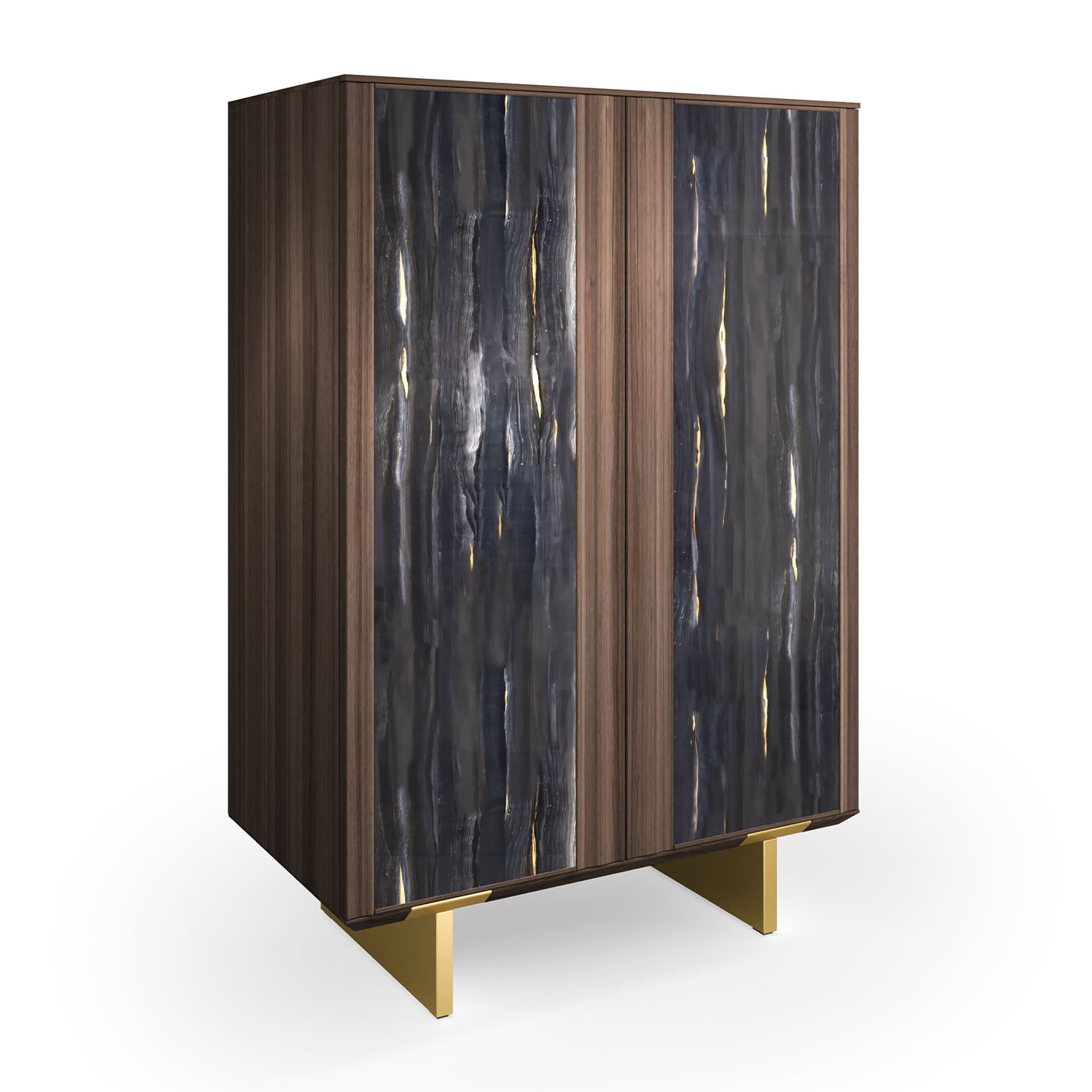 Solferino Black Glass and Wood Cabinet - Alternative view 1