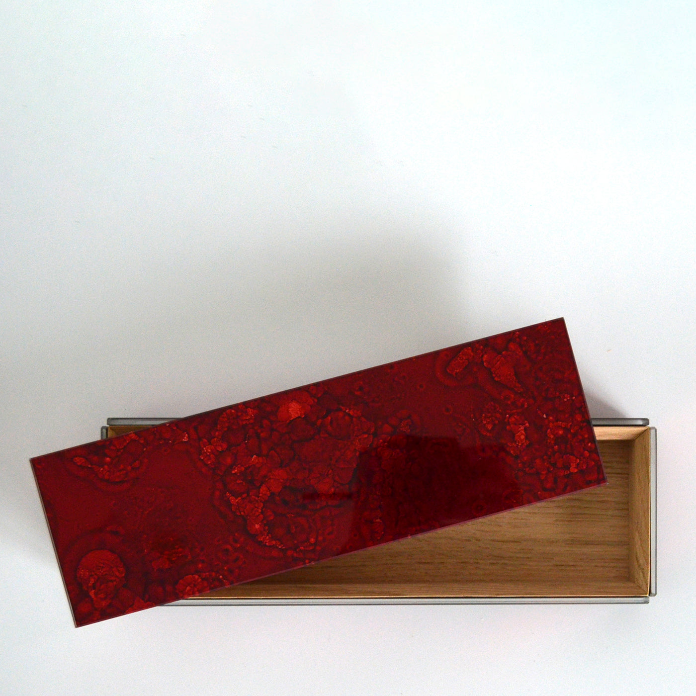 Caja con espejo de damasco rojo - Vista alternativa 2