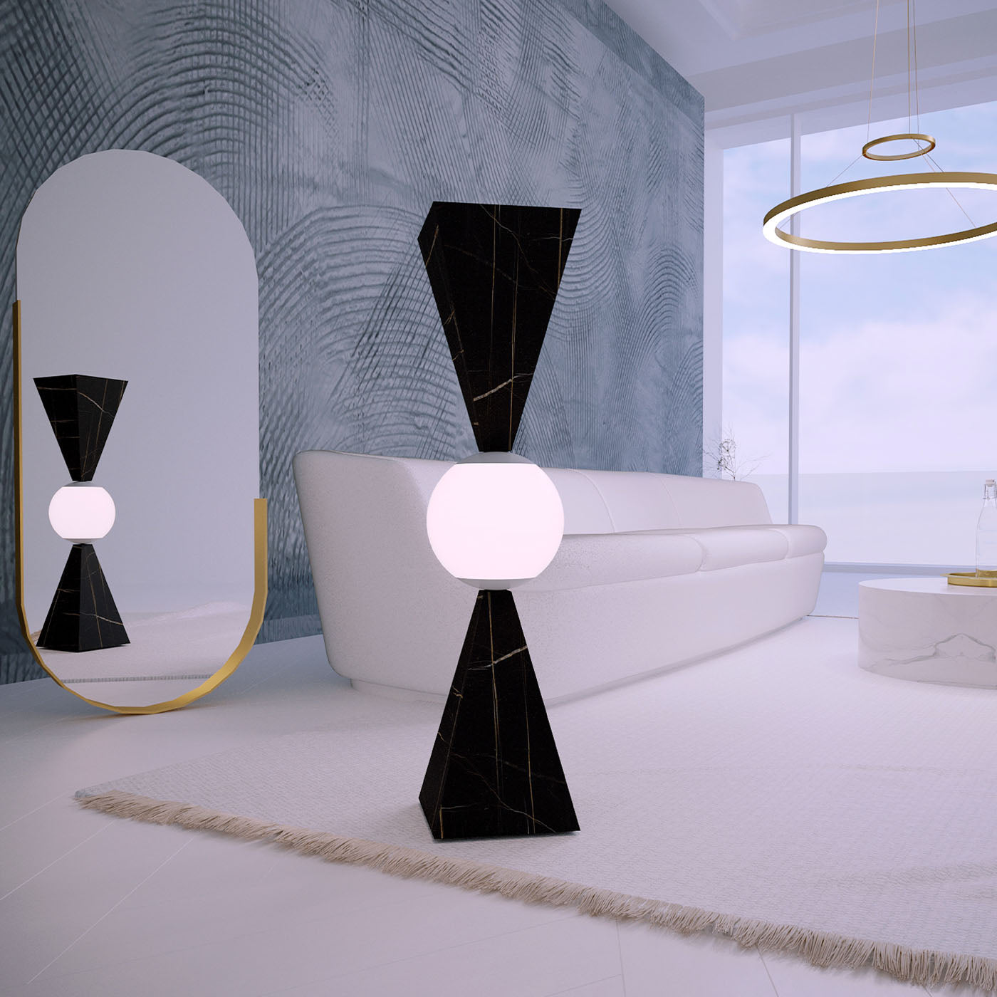 Clessidra Table Lamp in Black Marquinia Marble by sid&sign - Alternative view 3
