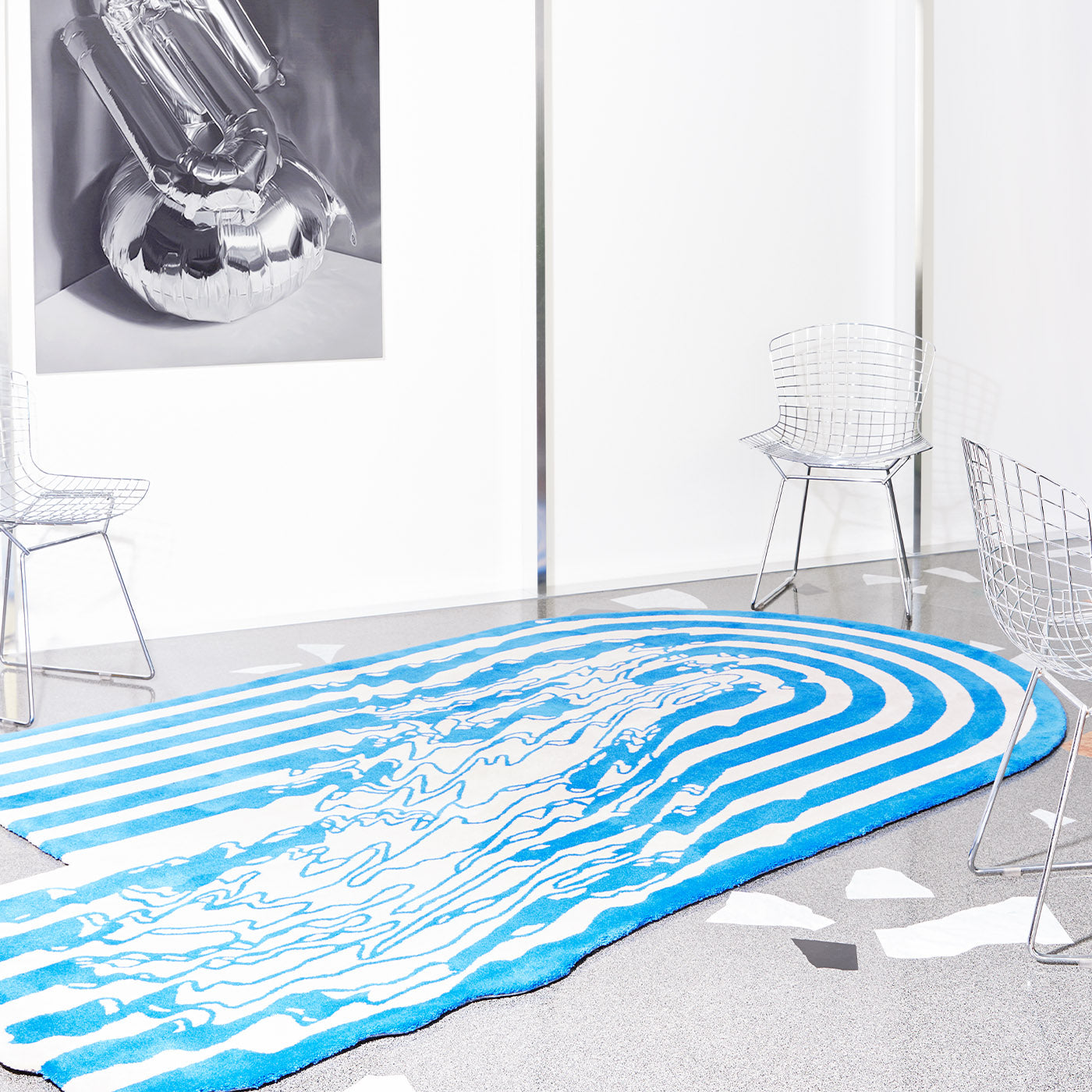 The Floor Is Lava - Eolian Blue Plain Rug by PLACéE - Alternative view 1