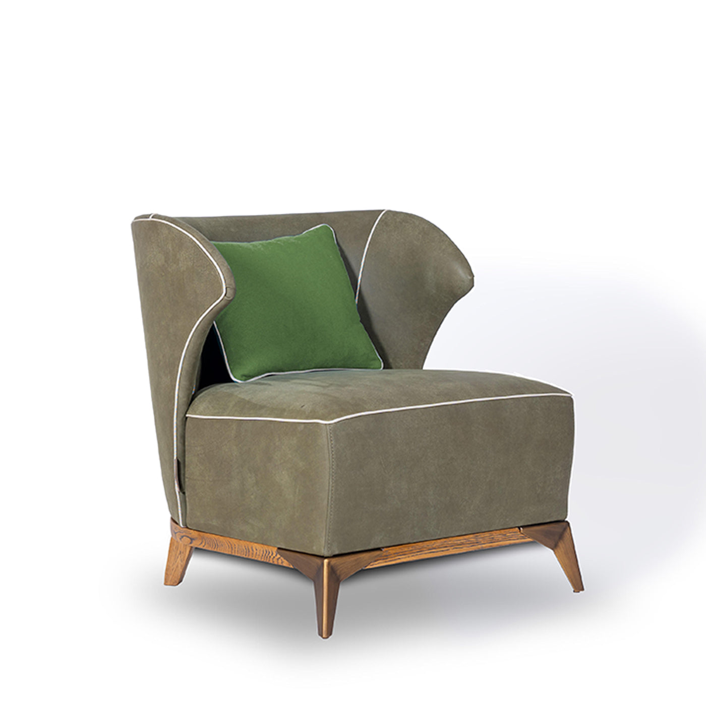 Agostina Green Leather Lounge Chair - Alternative view 1