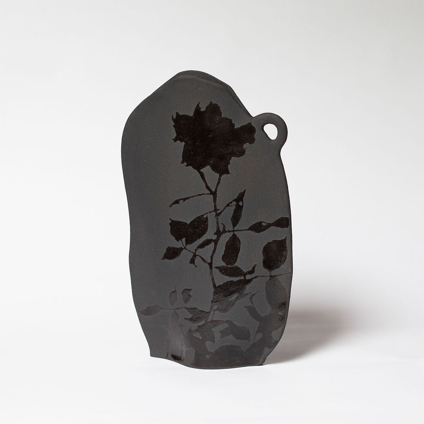 Ombra Black Stoneware With Glossy Details Vase #2 - Alternative view 1