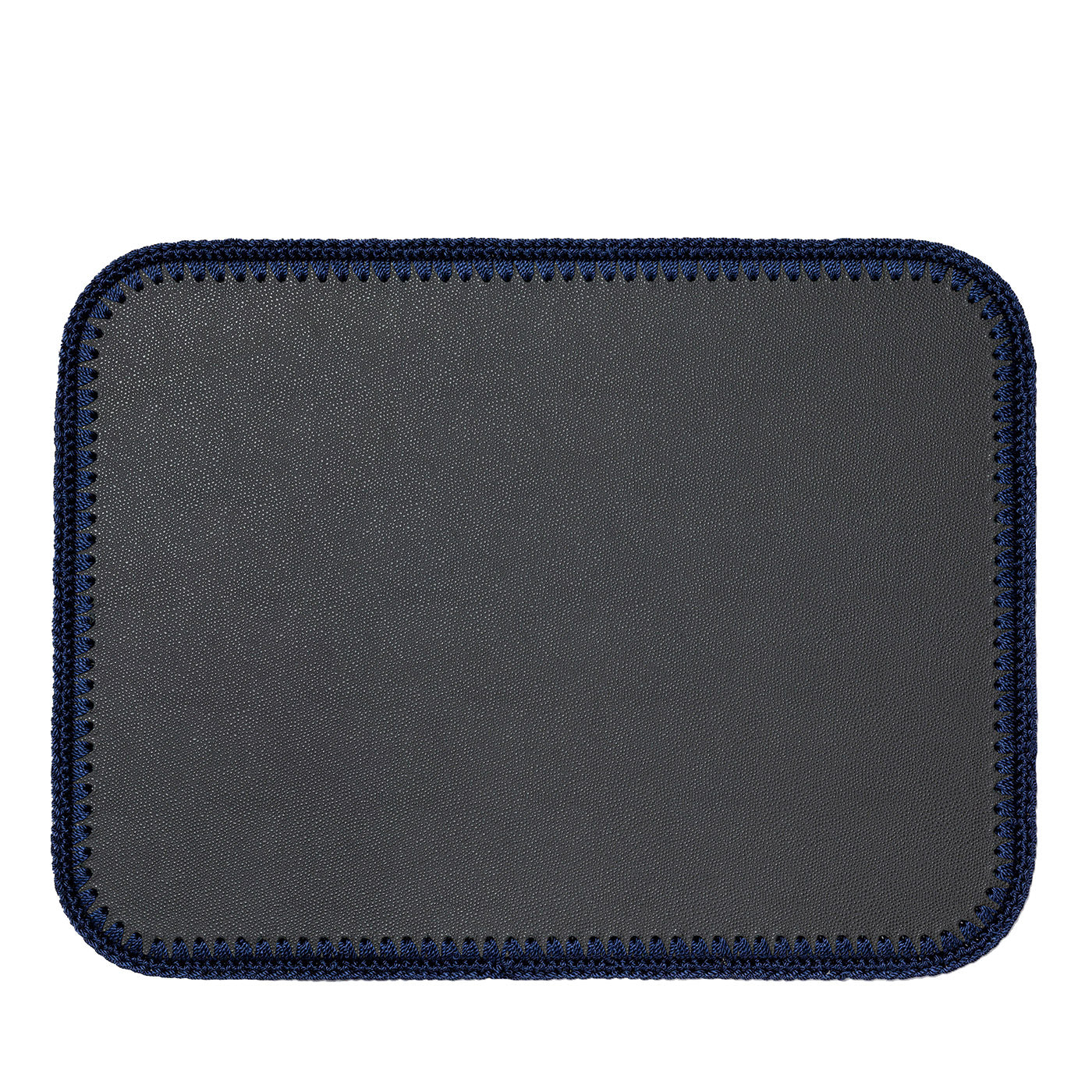 Rochelle Leather & Crochet Placemats Rectangular - Gray & Blue #2 - Main view