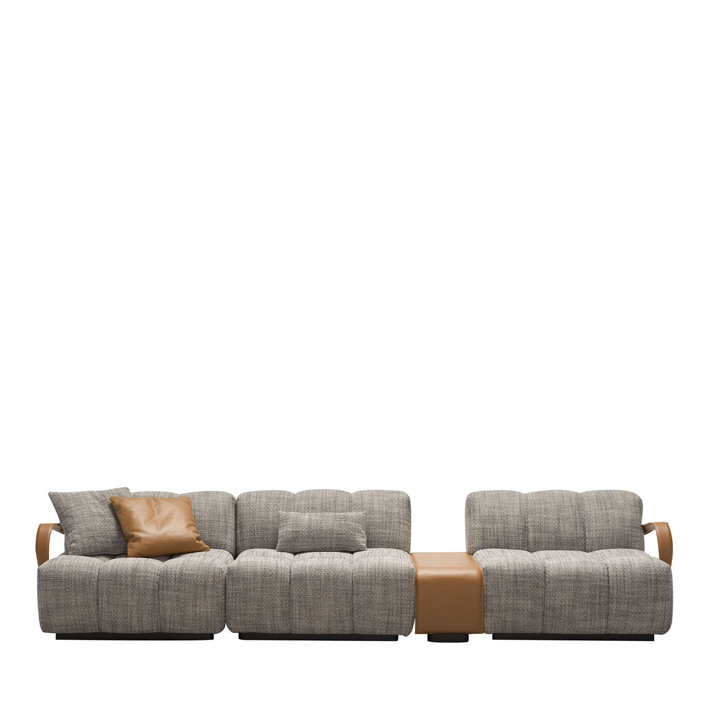 Venice Gray Fabric With Brown Leather Details Sofa #2 - Main view