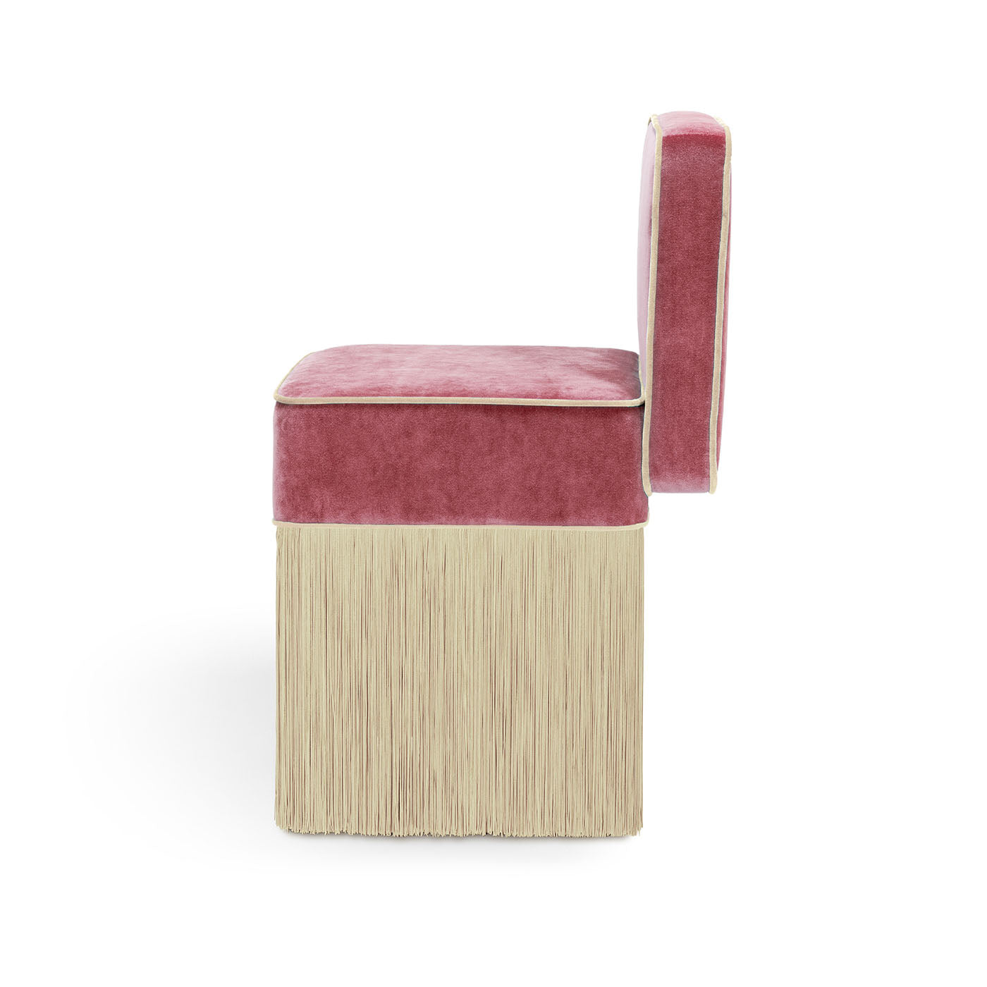 Silla Lilli de terciopelo rosa y beige de Lorenza Bozzoli - Vista alternativa 1