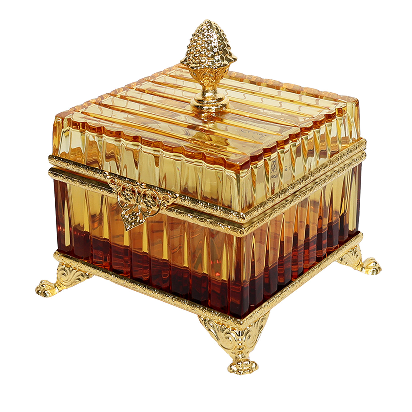 Boîte à bijoux en cristal d'ambre avec or 24K - Vue principale