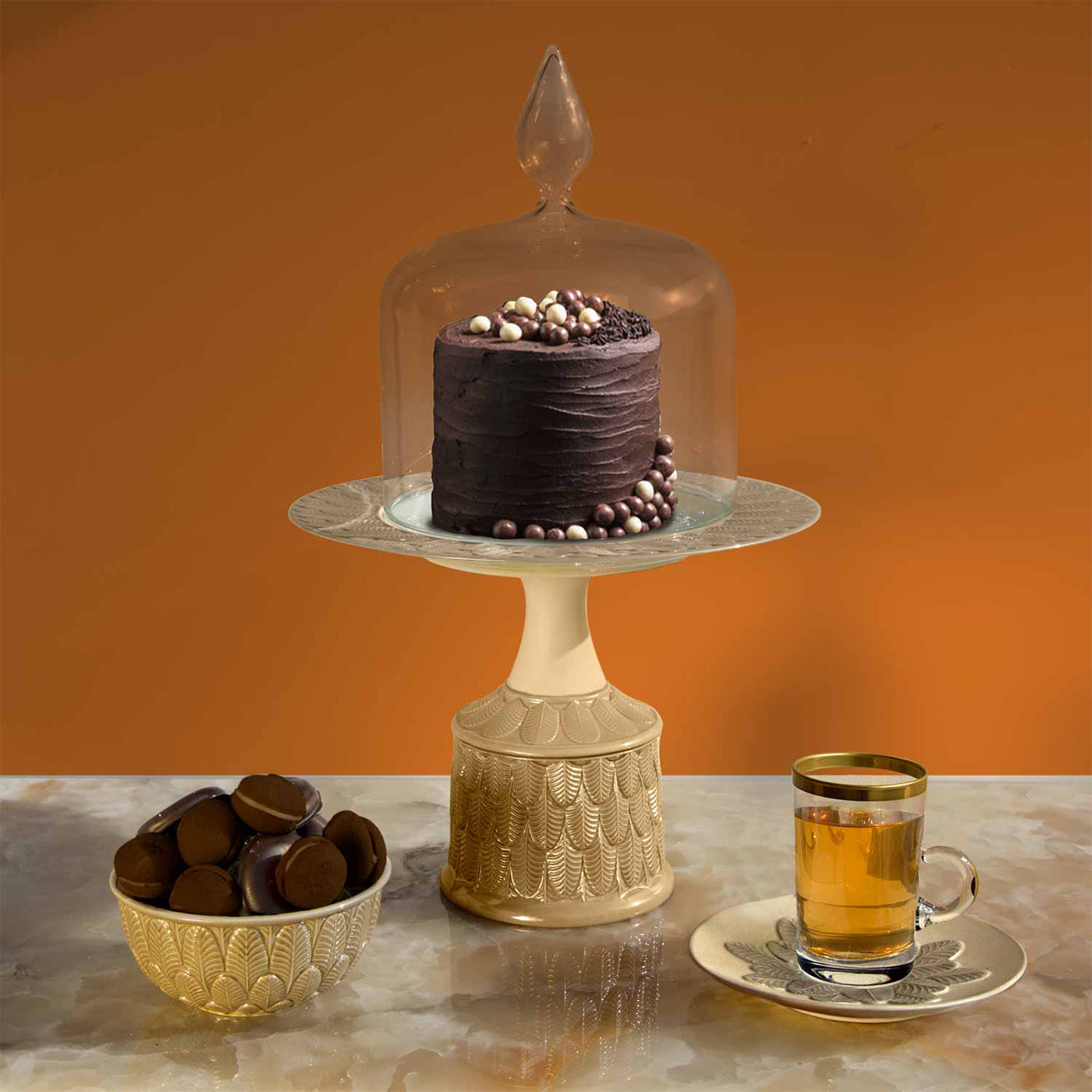 MEDIUM PEACOCK CAKE STAND - BEIGE - Alternative view 2