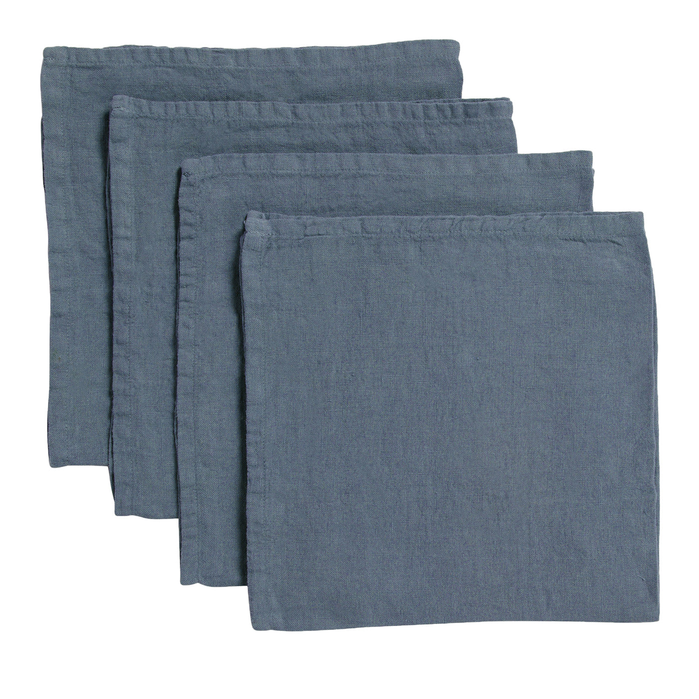 Lot de 4 serviettes en lin léger bleu - Vue principale