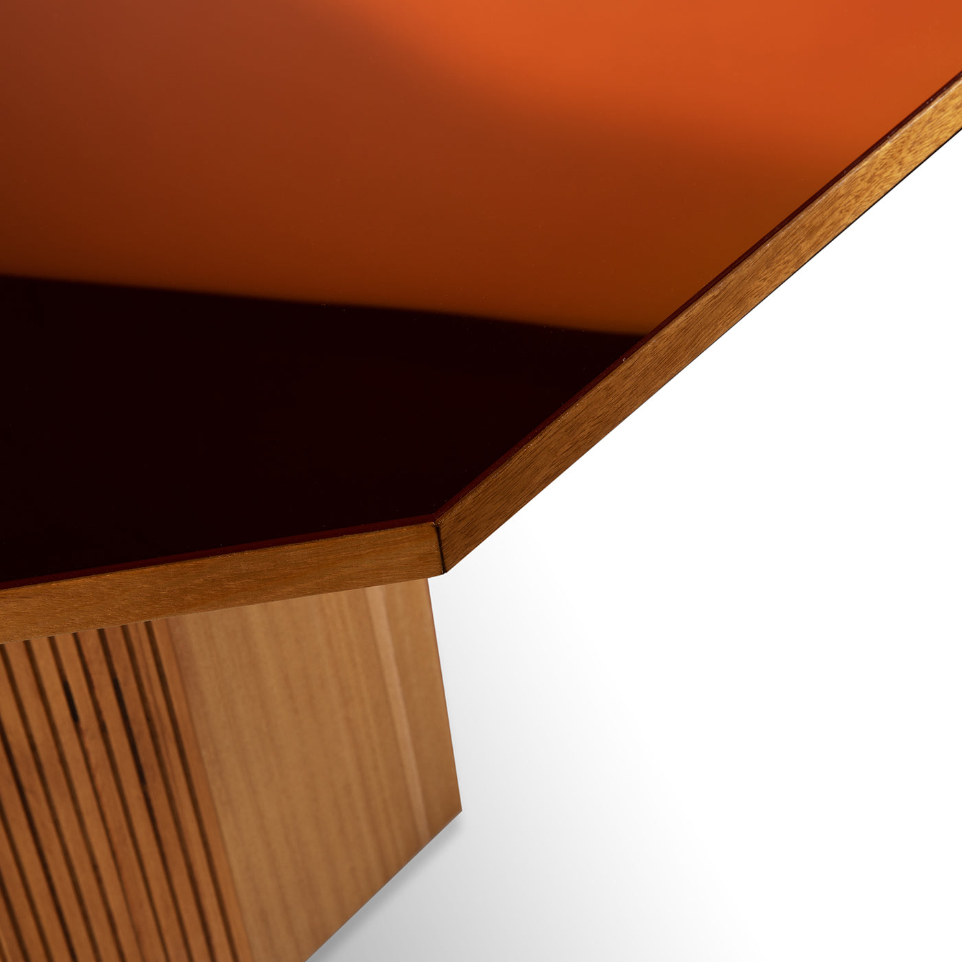 Gino 140 Glass and Wood Orange Dining Table - Alternative view 1